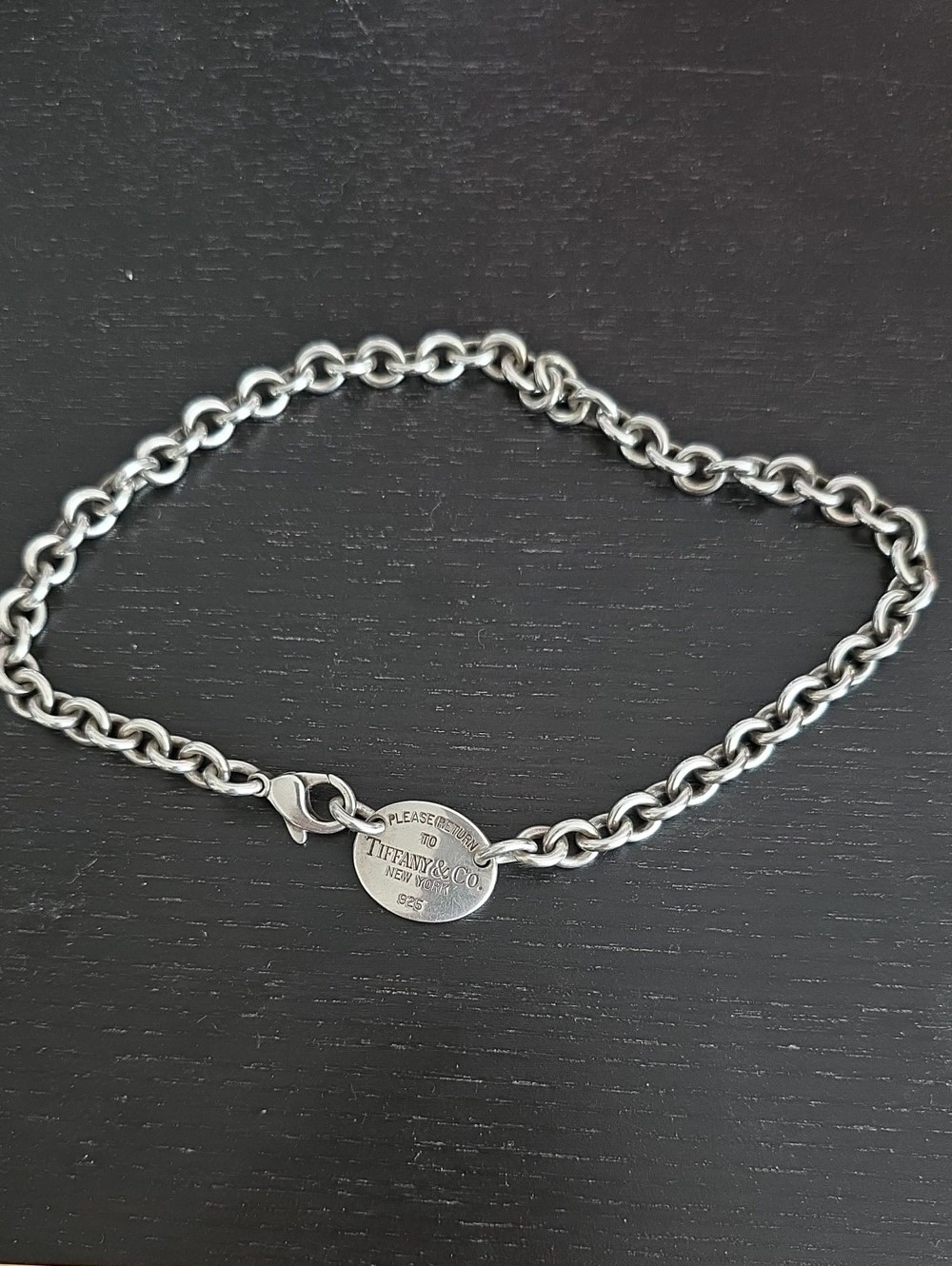 Tiffany & Co. Sterling Silver Return To Tiffany Oval TAG Choker Chain Necklace